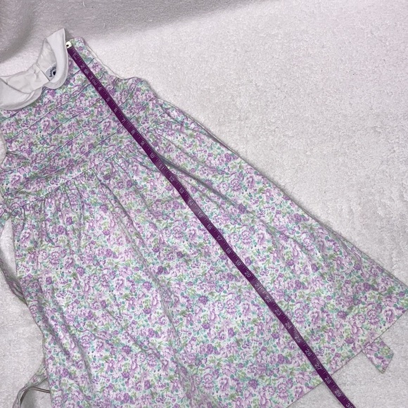 Hartstrings pleated front purple lavender floral sleeveless button back dress 4 - Picture 6 of 7